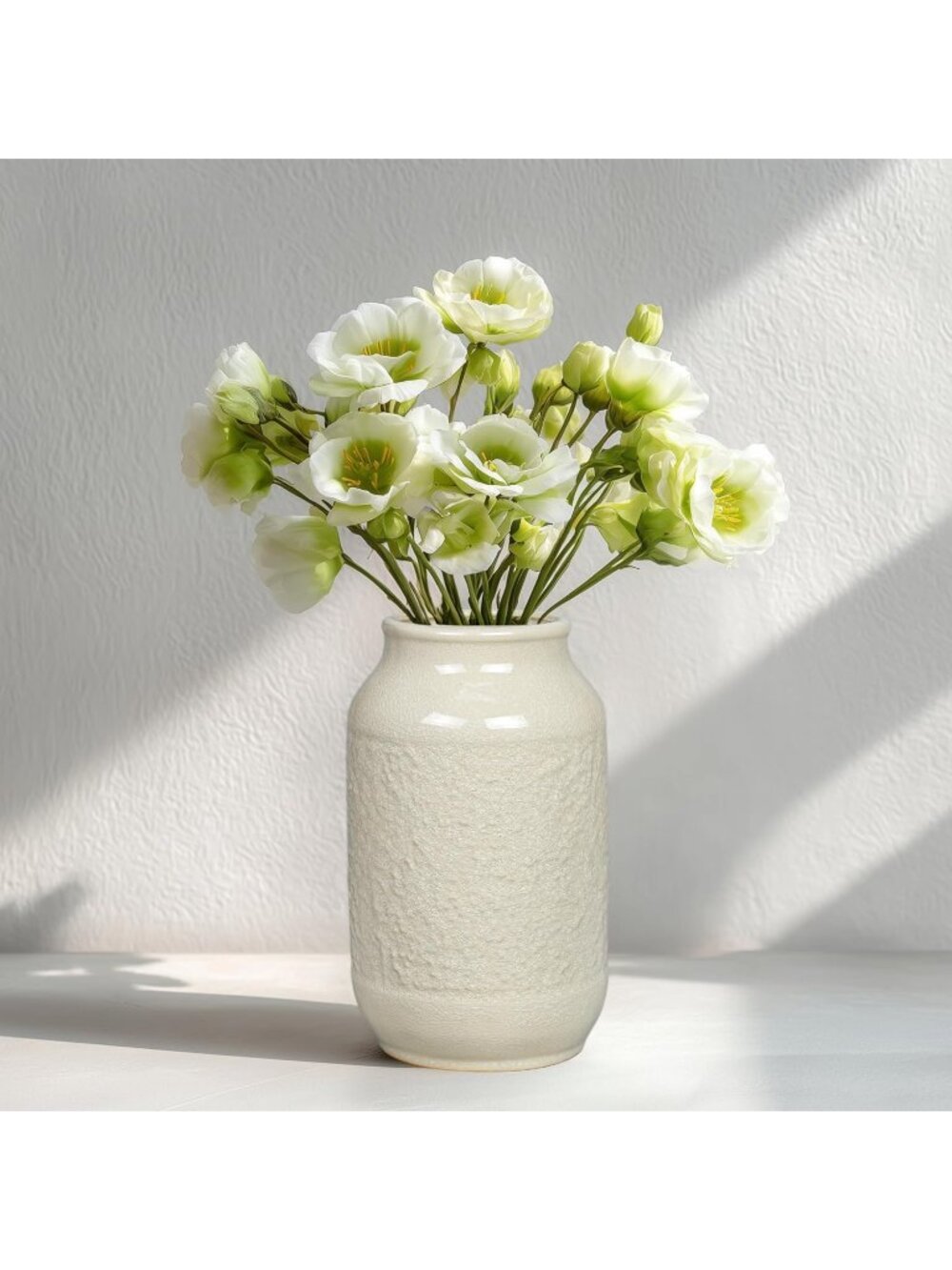 9 Inch White Ceramic Vase for Flowers Centerpieces Table Living Room Home Decor